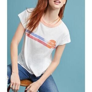 Anthropologie MATE the label Sunset Striped Graphic Tee Size M/L